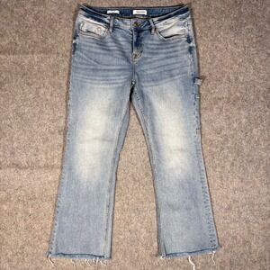 Vigoss Marley Crop Boot Jeans Womens 30 Light Blue Carpenter Utility Raw Hem